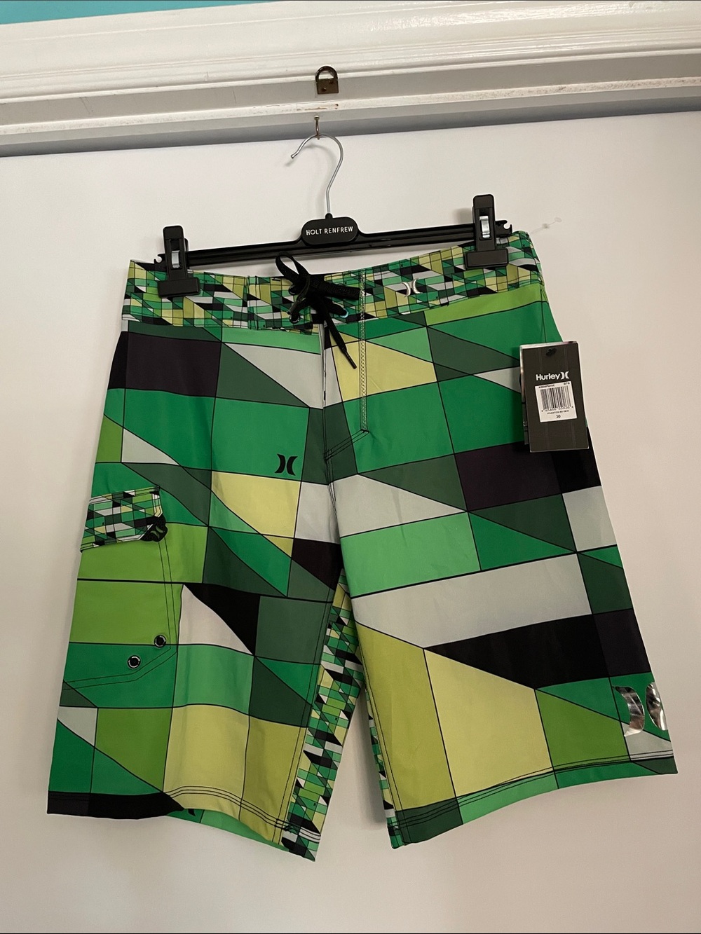 Hurley Phantom Green & Lime Geometric Men’s Board Shorts NWT 30